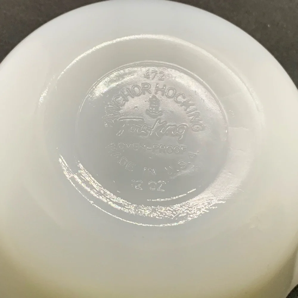 Vintage Fire King AH Milk Glass Mini Casserole Dish Tab Handles USA Cottagecore